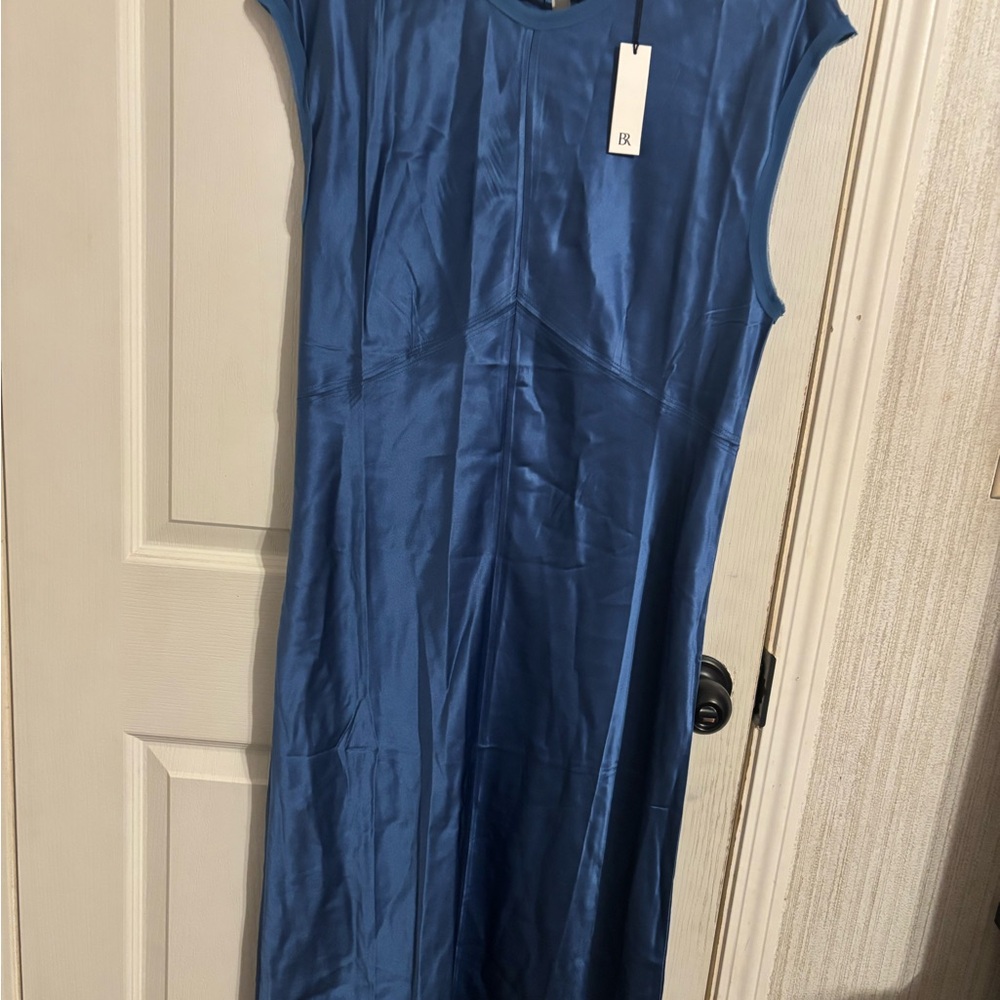 Banana Republic Satin Blue Midi Dress